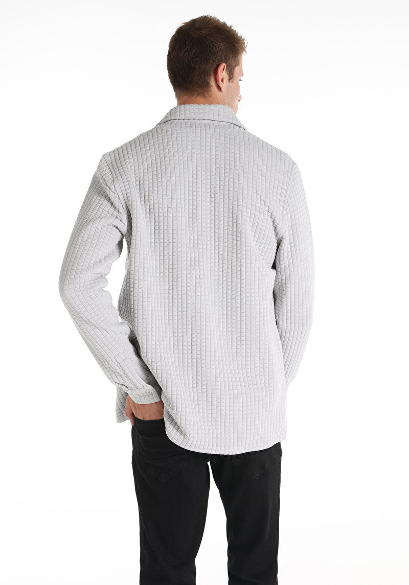 Regular Fit Düğmeli Erkek Gri Ceket