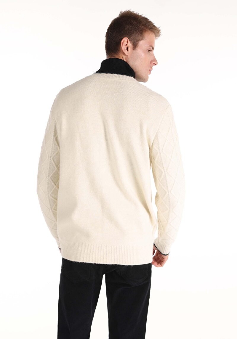 Regular Fit Erkek Beyaz Hırka