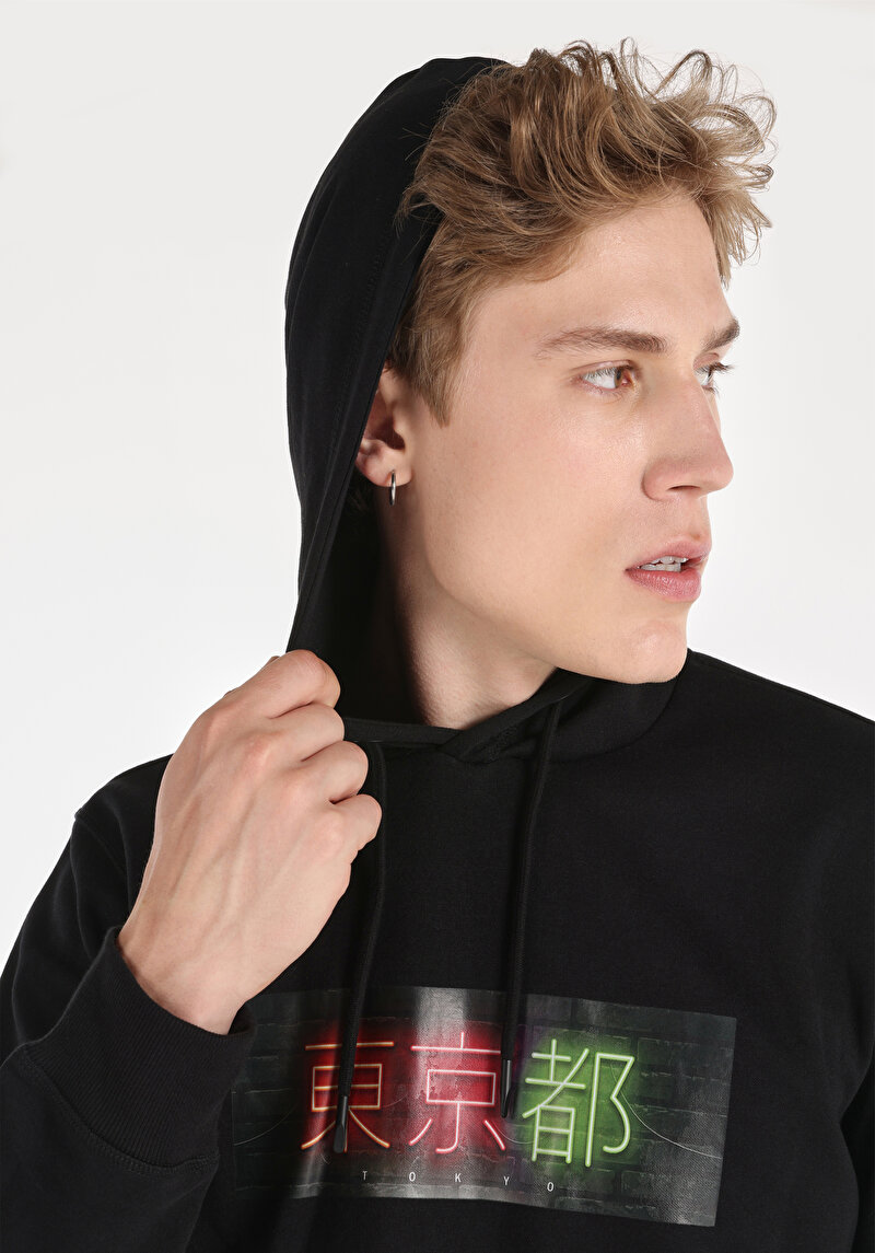 Regular Fit   Erkek Siyah Sweatshirt