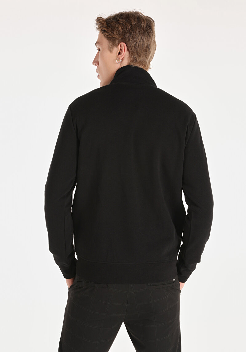 Regular Fit Erkek Siyah Sweatshirt