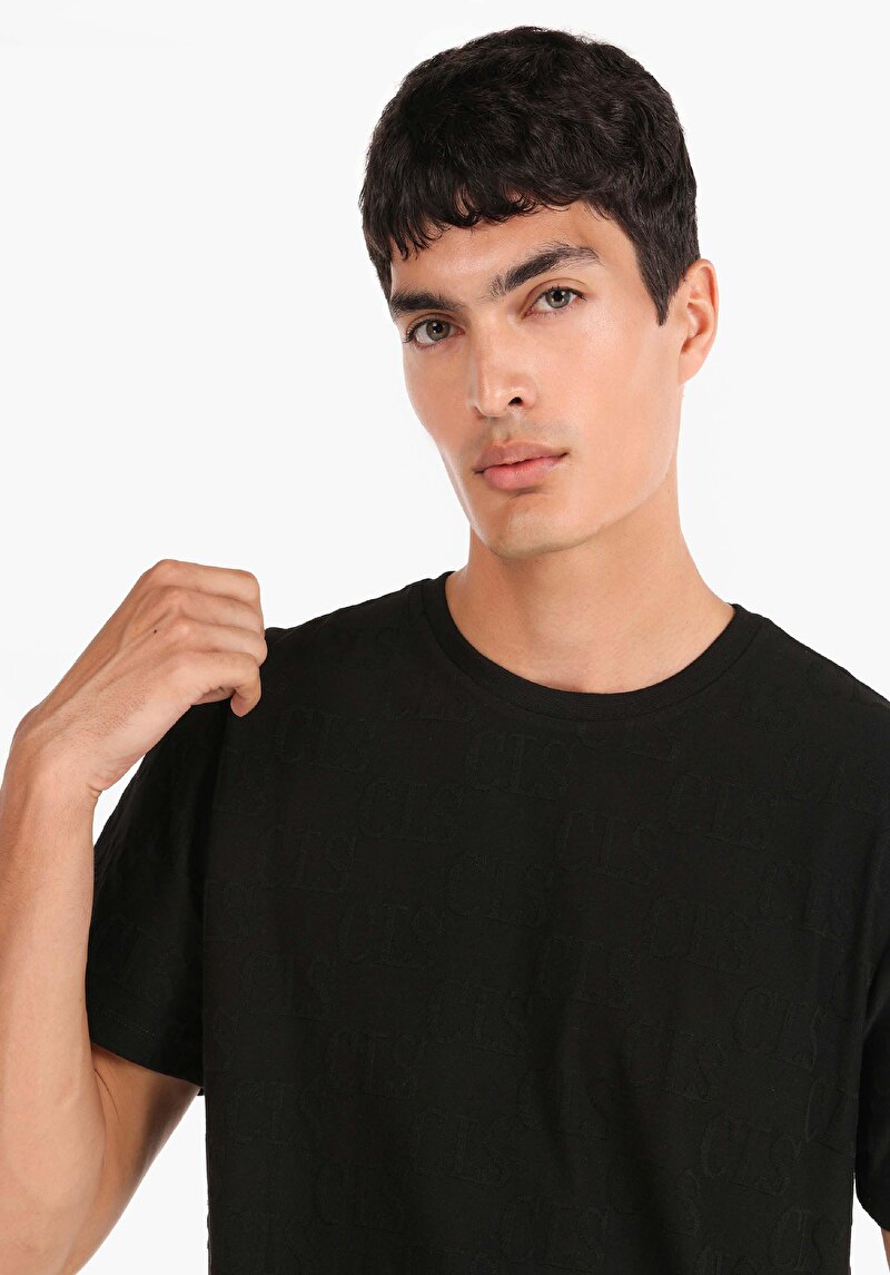 Regular Fit Yuvarlak Yaka Erkek Siyah Kısa Kol Tişört