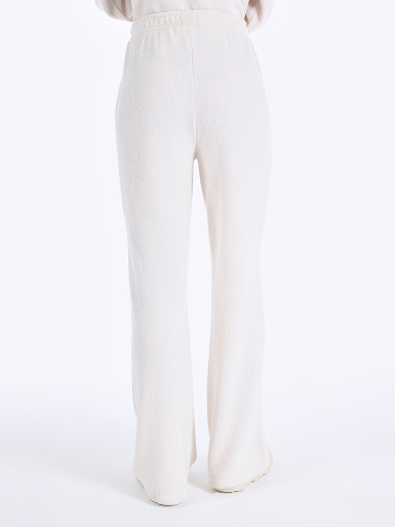 Regular Fit Orta Bel Düz Cepsiz Kadın Ekru Eşofman Altı