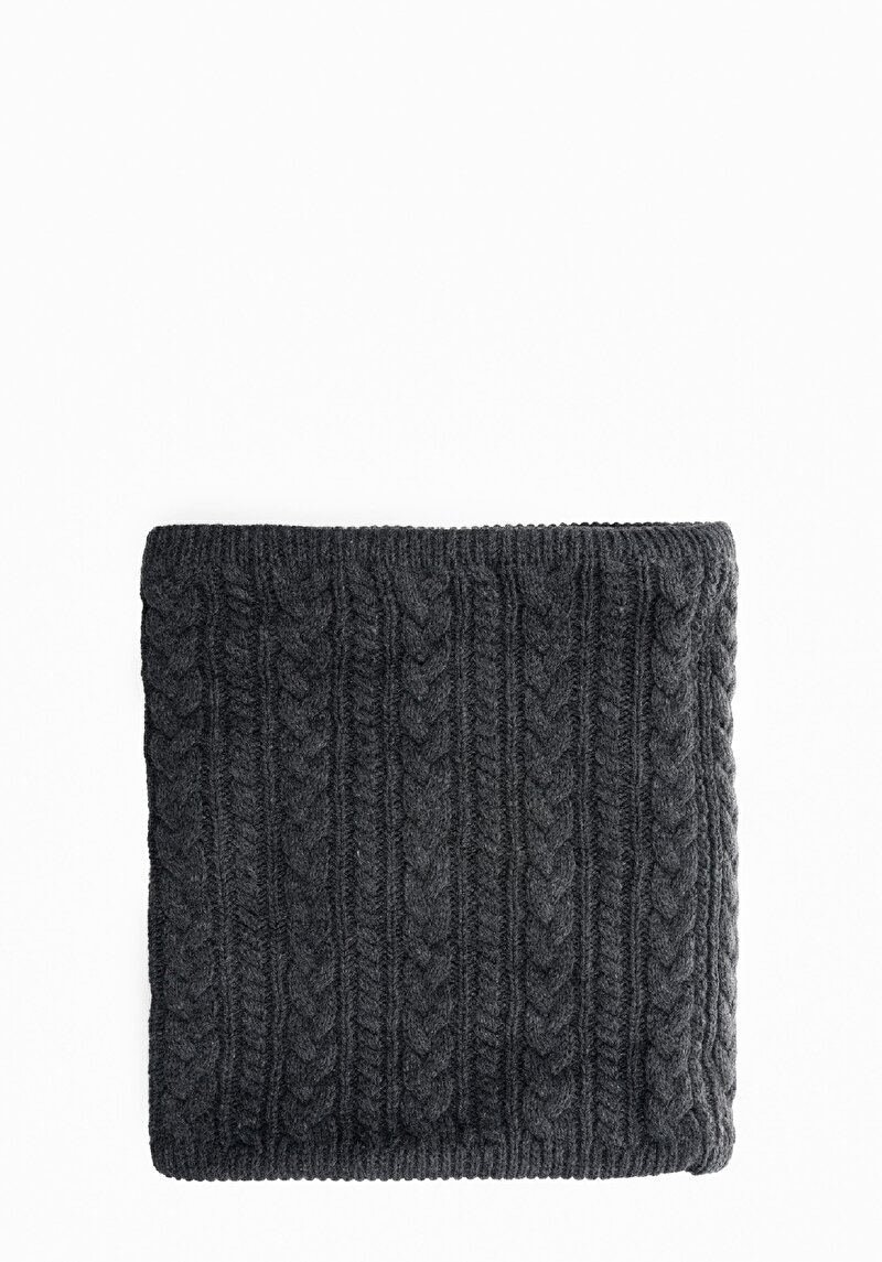 Erkek Antrasit Örgü Desenli Atkı