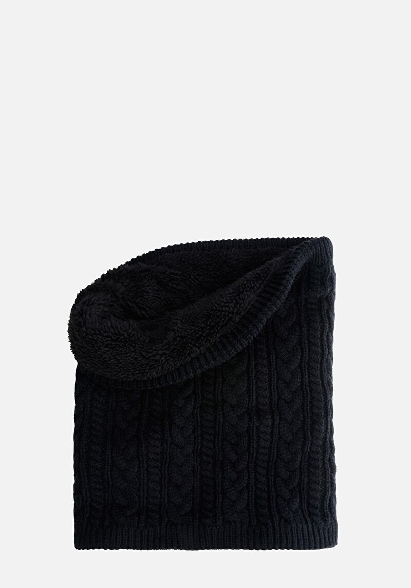 Erkek Siyah Örgü Atkı