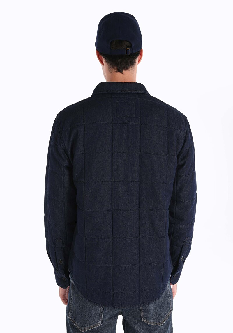 Regular Fit Fermuarlı Astarsız Erkek Mavi Ceket