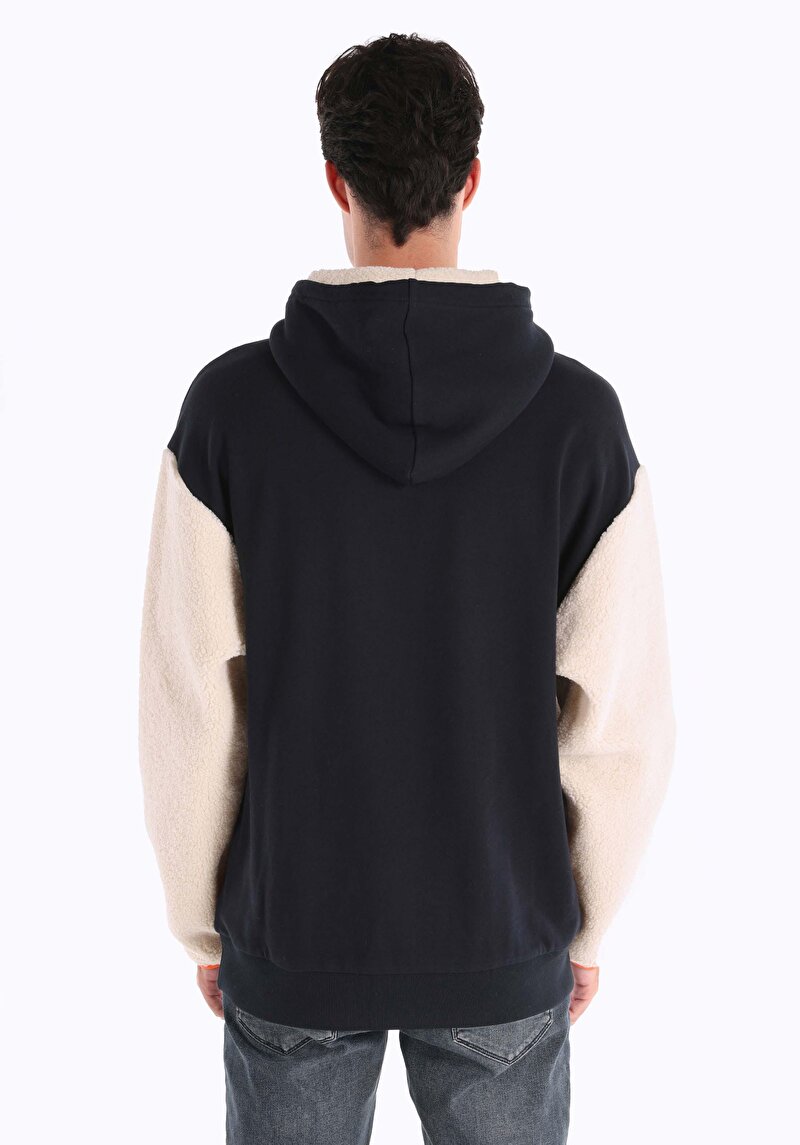 Comfort Fit Erkek Kapüşonlu Lacivert Sweatshirt