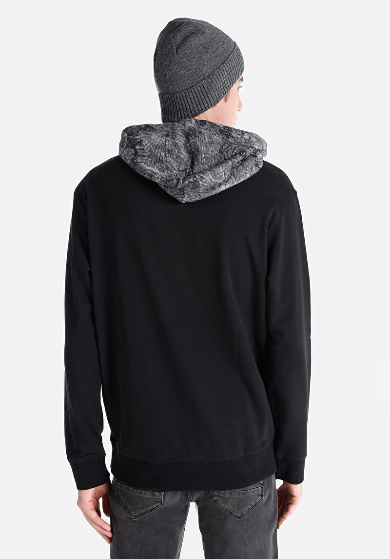 Comfort Fit Erkek Siyah Sweatshirt