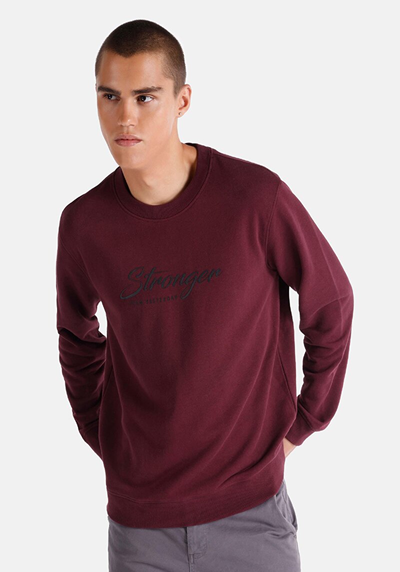 Regular Fit Erkek Bordo Sweatshirt