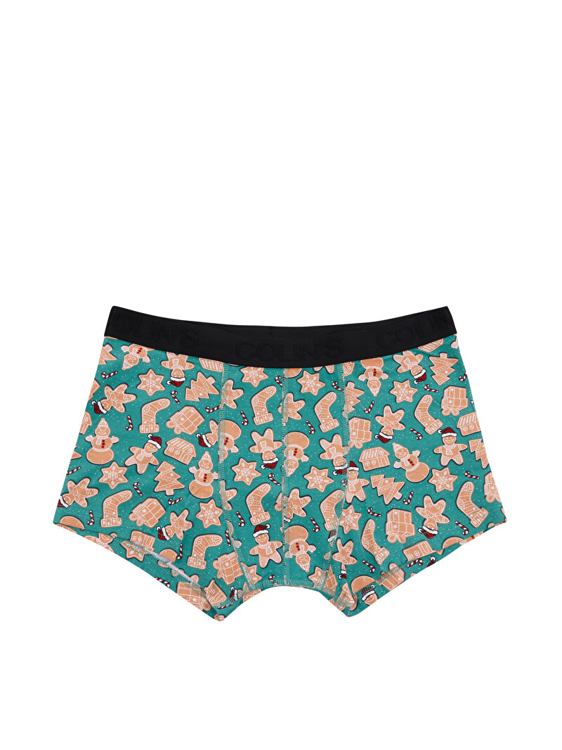 Modern Fit Baskılı Erkek Yeşil Boxer