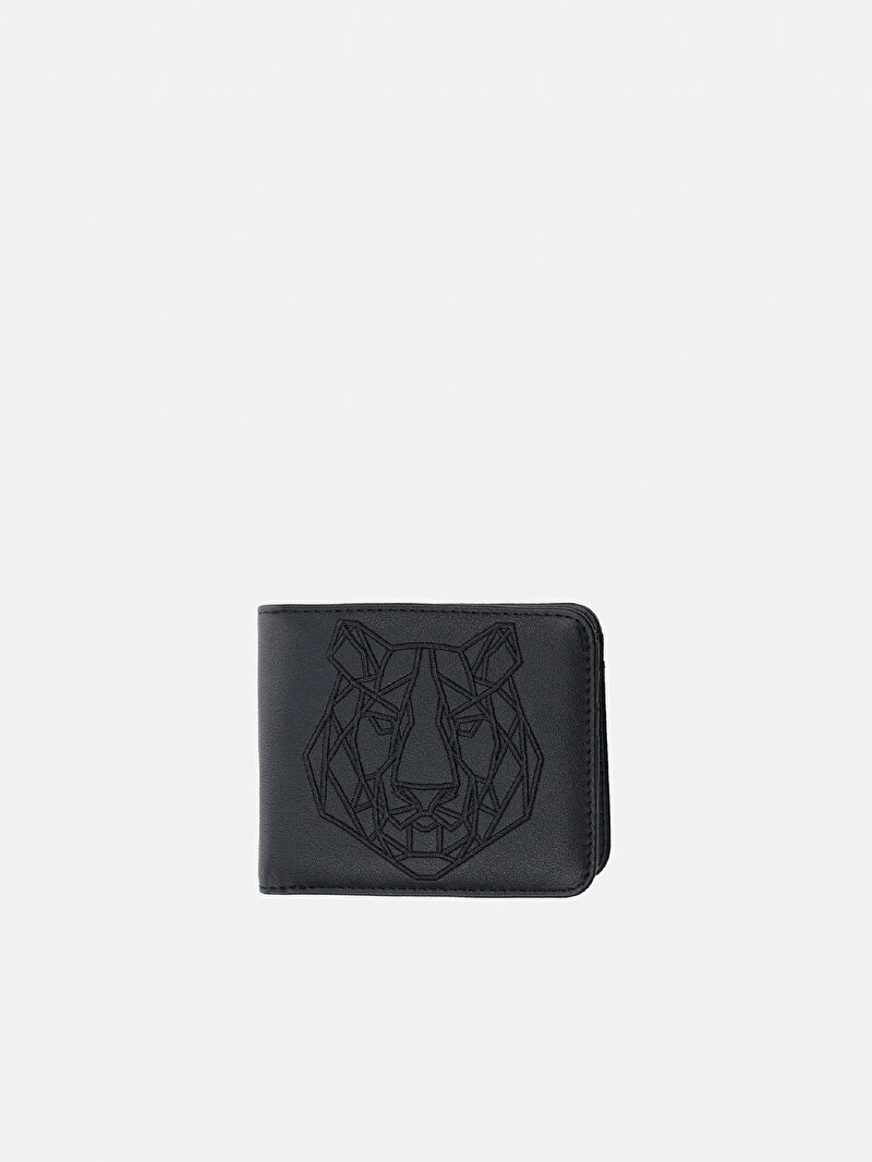 Aslan Logolu Siyah Erkek Cüzdan