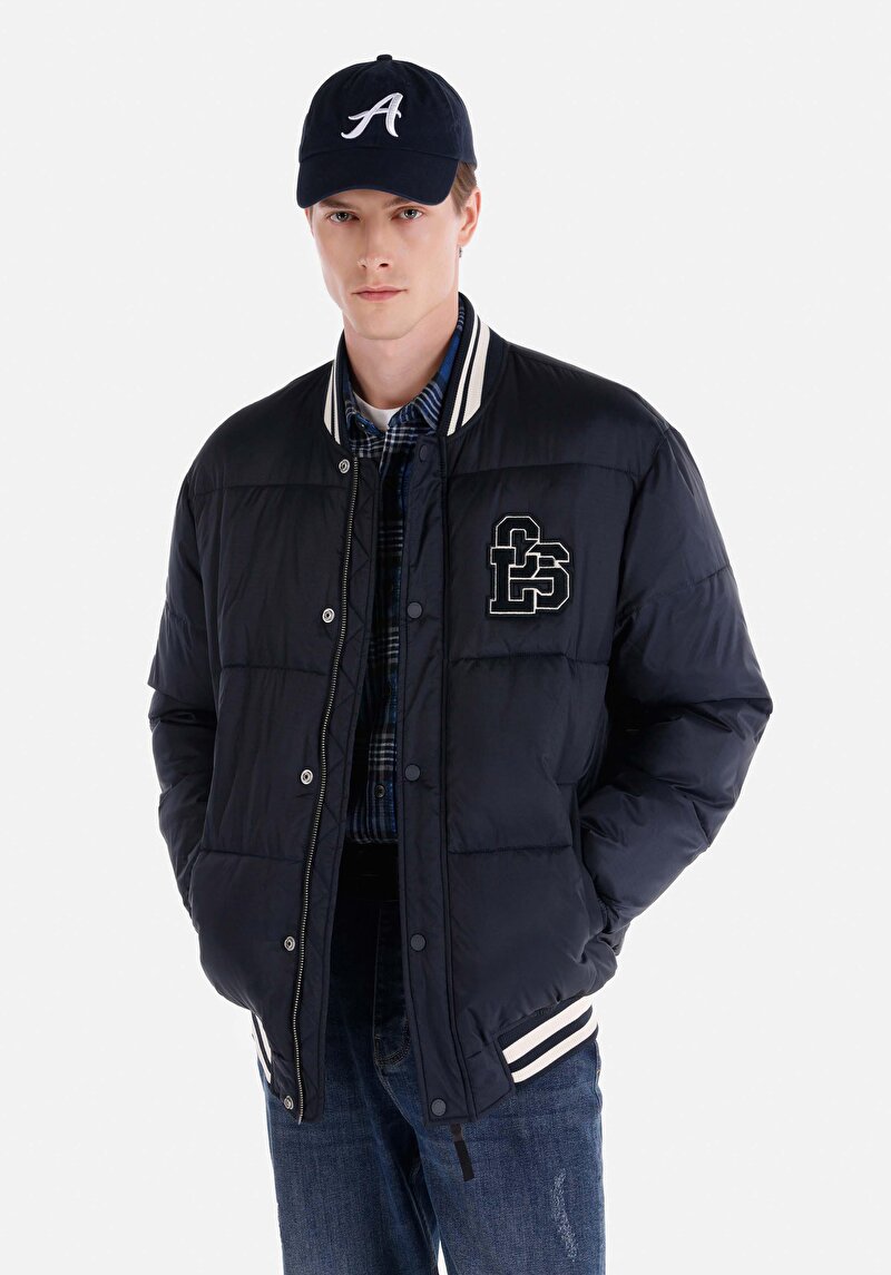 Regular Fit Fermuarlı Erkek Lacivert Mont