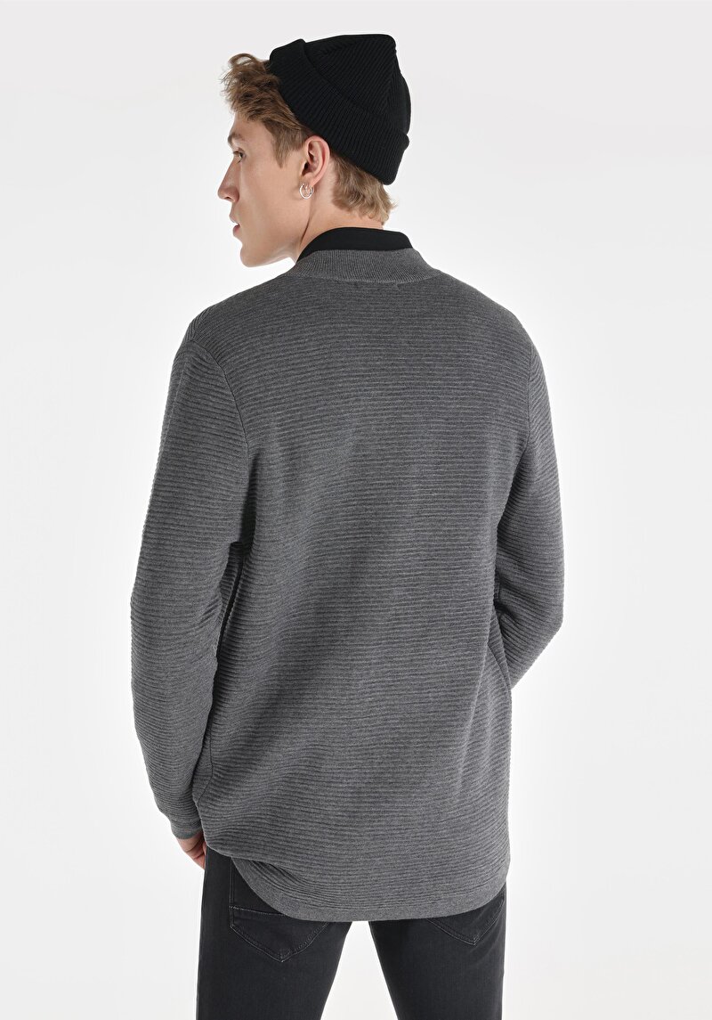 Regular Fit Erkek Gri Triko Hırka