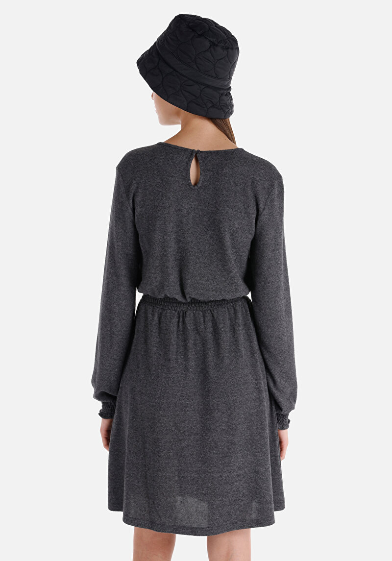 Regular Fit Kadın Antrasit Kısa Kol Elbise