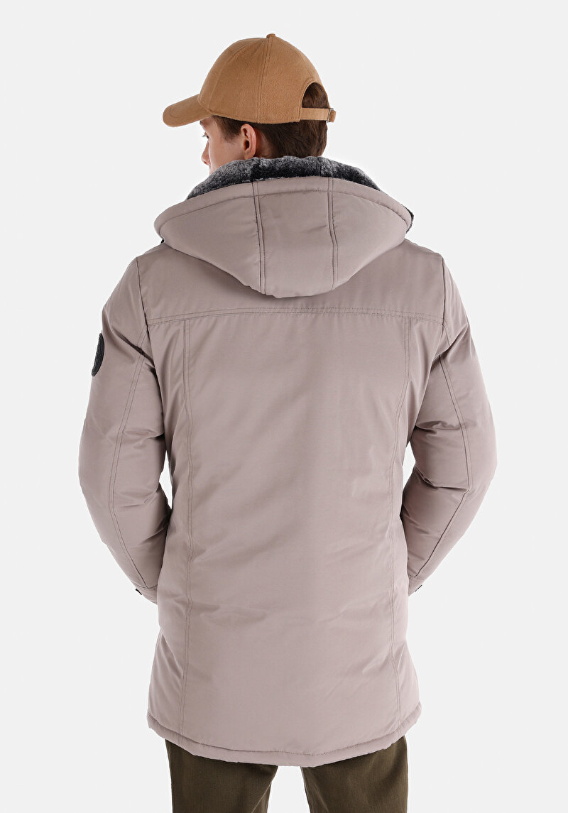Modern Fit     Erkek Ekru Kaban