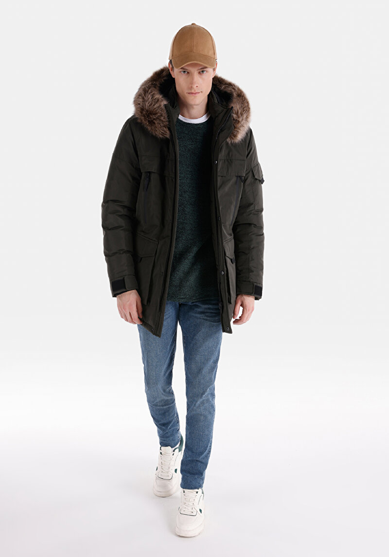 Regular Fit     Erkek Yeşil Mont