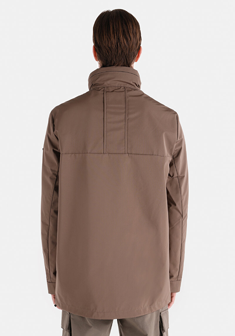 Regular Fit Fermuarlı Erkek Bej Kaban