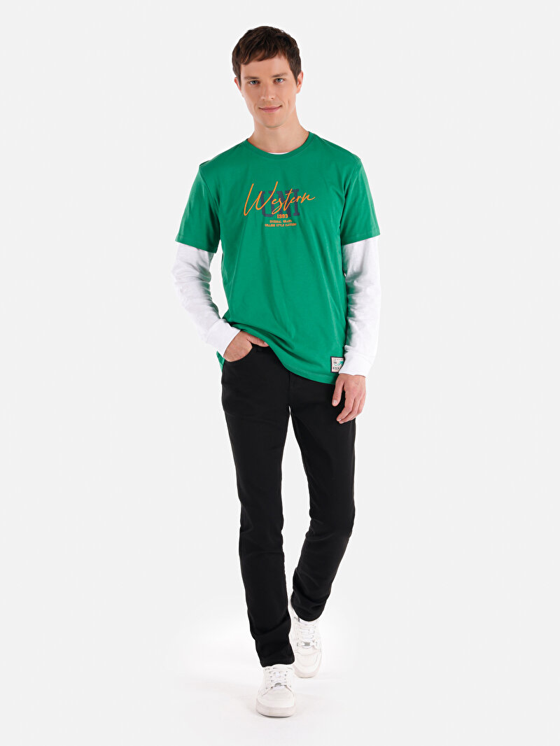 Straight Fit Düşük Bel Düz Paça Erkek Siyah Jean Pantolon