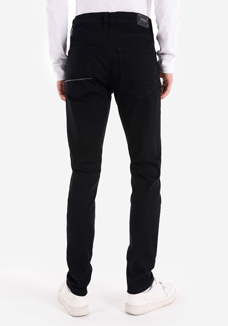 Straight Fit Düşük Bel Düz Paça Erkek Siyah Jean Pantolon