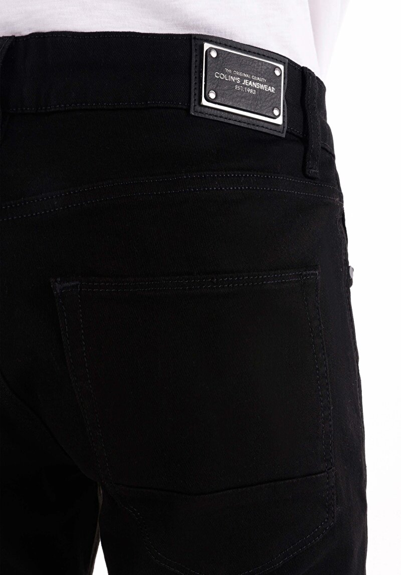Straight Fit Düşük Bel Düz Paça Erkek Siyah Jean Pantolon