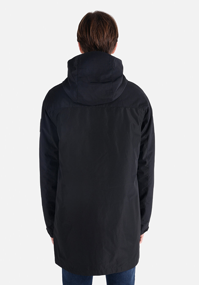 Regular Fit Fermuarlı Erkek Siyah Kaban