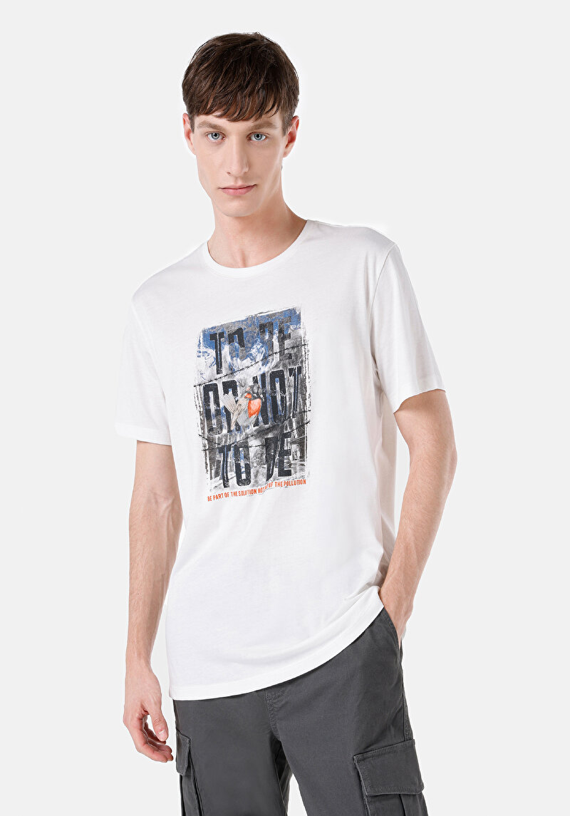 Regular Fit Yuvarlak Yaka Düz Erkek Beyaz Kısa Kol Tişört