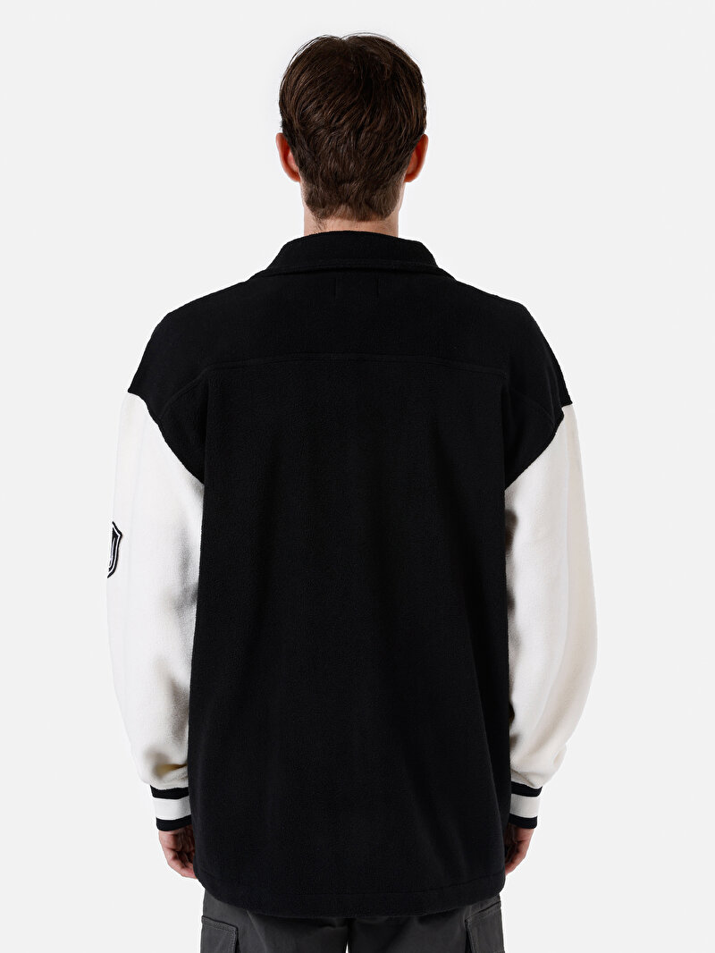 Comfort Fit Erkek Baskılı Siyah Ceket