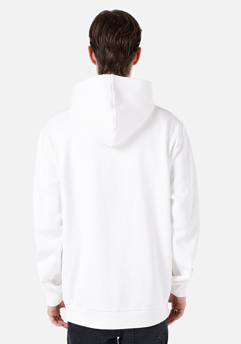 Regular Fit Erkek Beyaz Sweatshirt