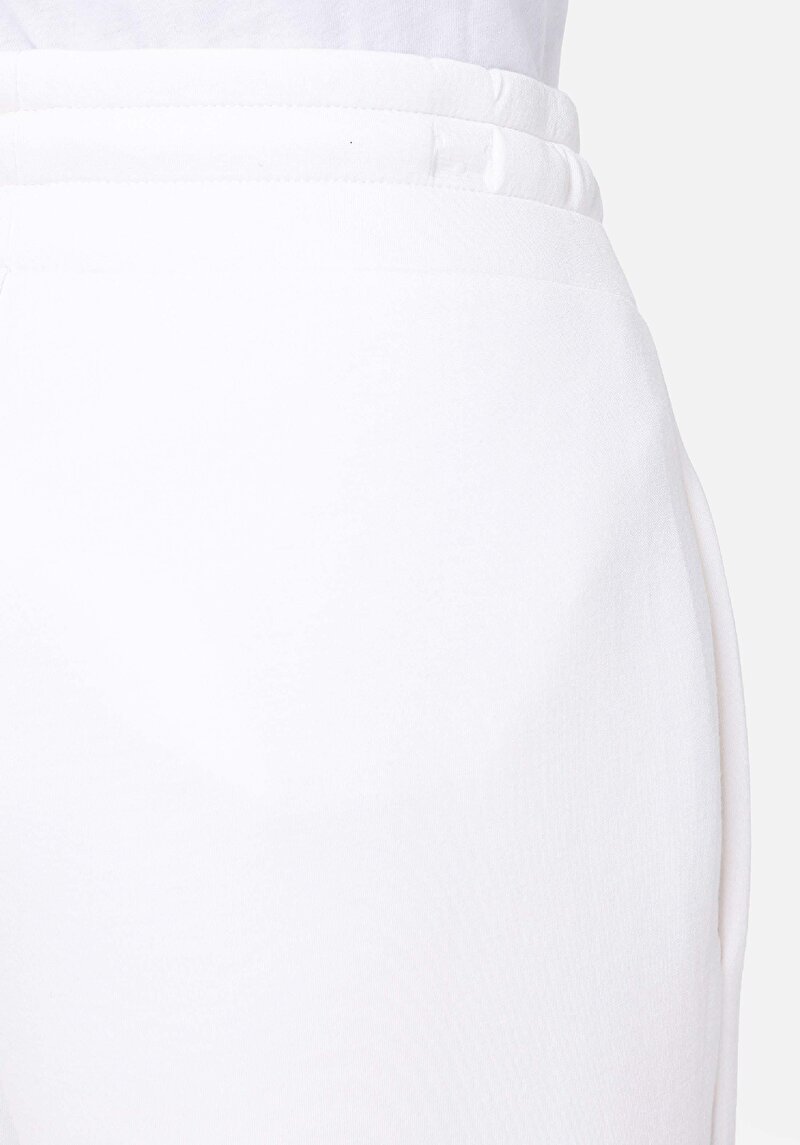 Slim Fit Orta Bel Baskılı Kadın Beyaz Eşofman Altı