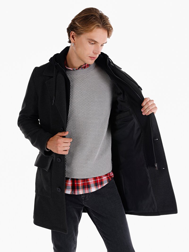 Regular Fit Erkek Antrasit Kaban