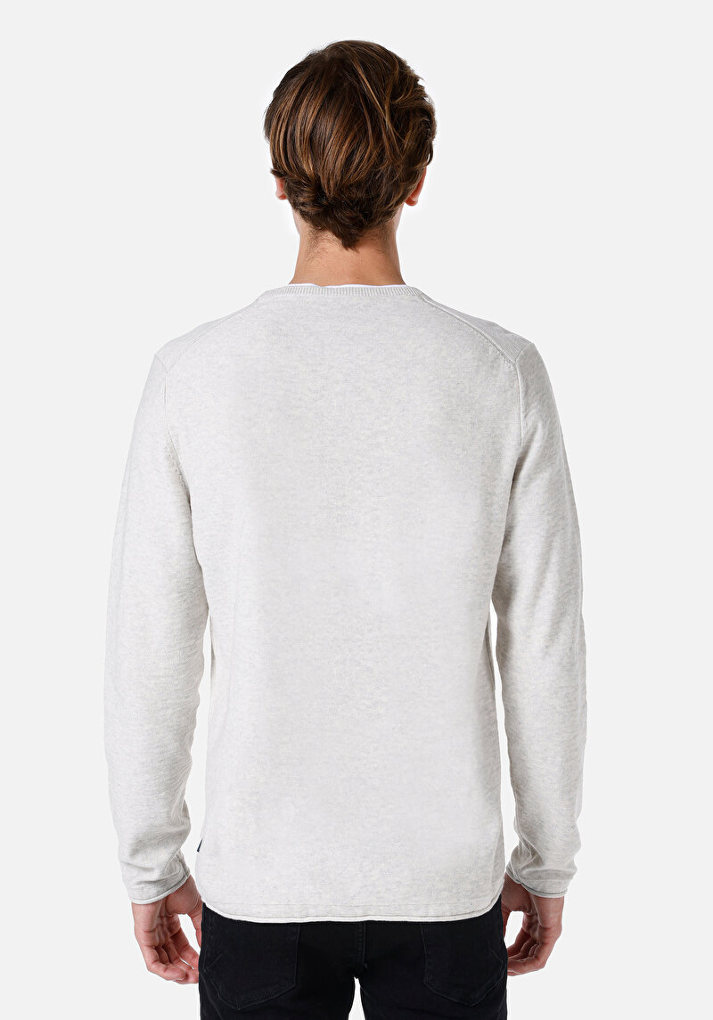 Regular Fit Pamuklu Yuvarlak Yaka Erkek Gri Kazak