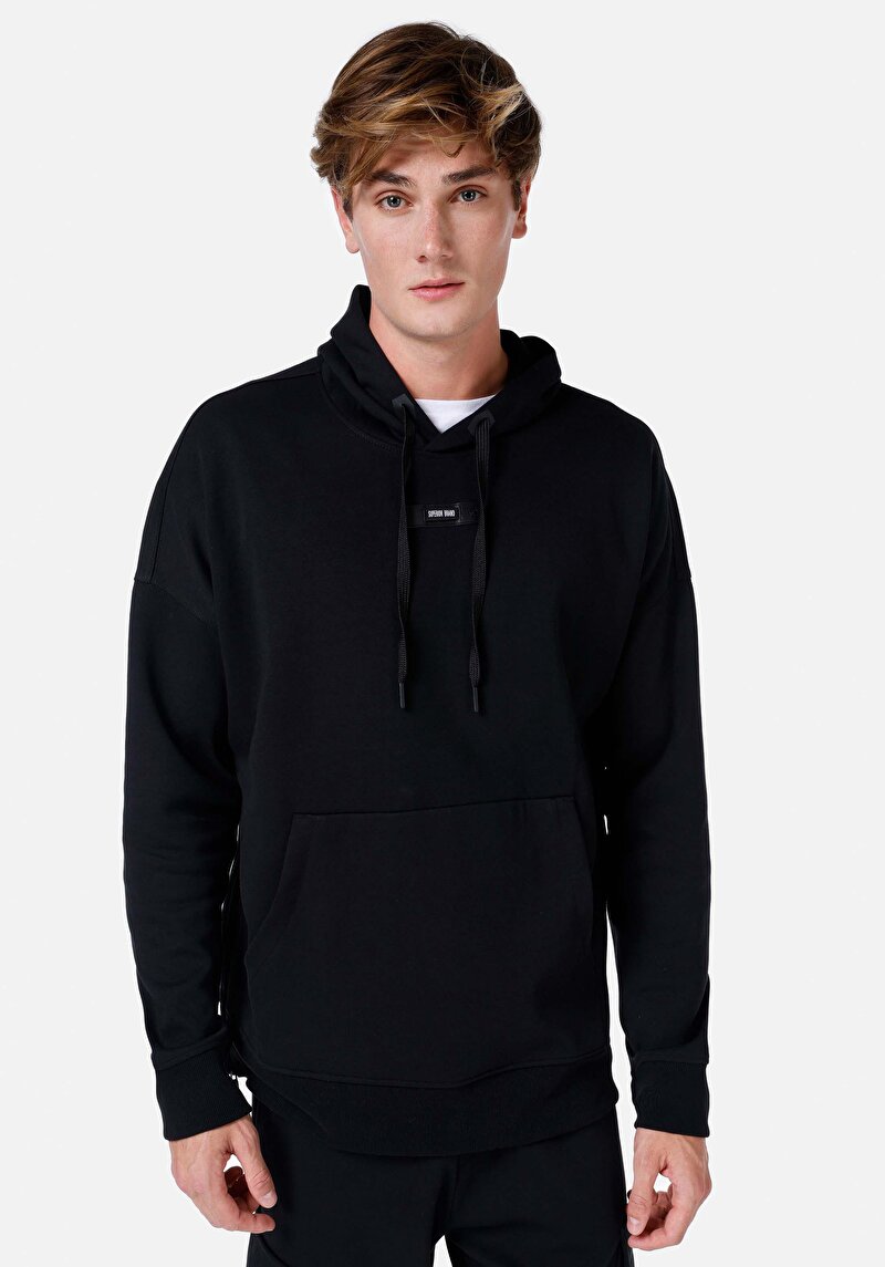 Regular Fit Erkek Siyah Sweatshirt