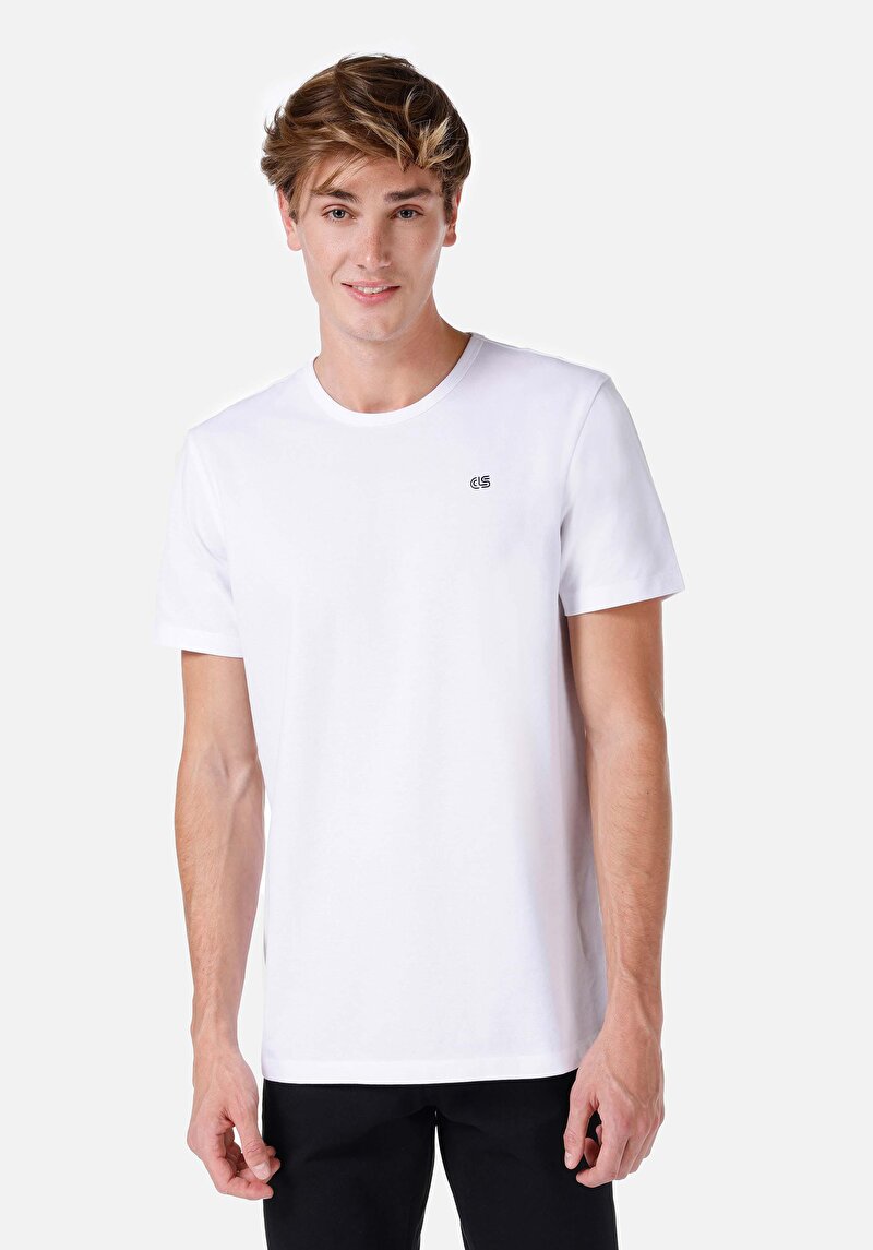 Regular Fit Yuvarlak Yaka Düz Erkek Beyaz Kısa Kol Tişört
