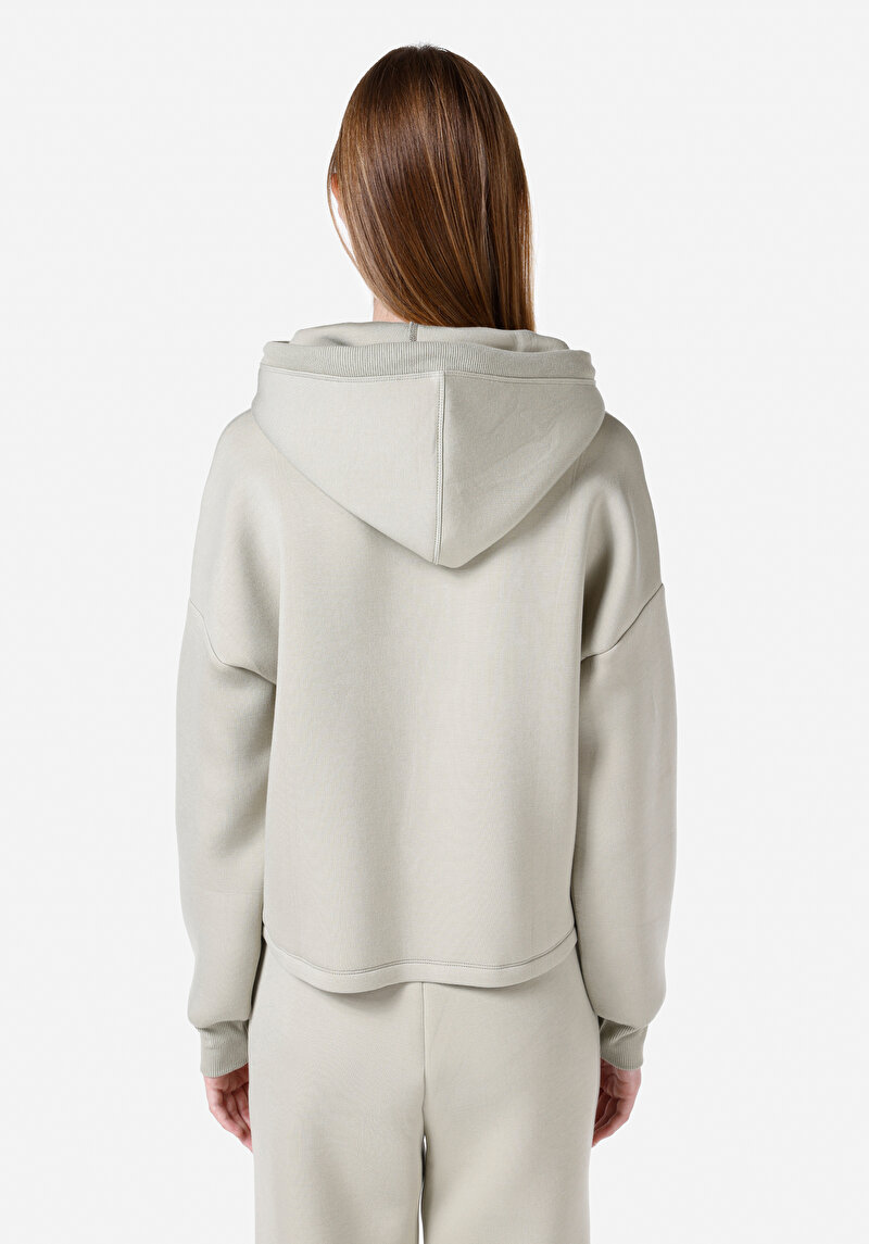 Regular Fit Kapüşonlu Baskılı Kadın Yeşil Sweatshirt