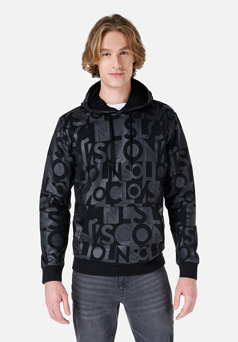 Regular Fit Erkek Siyah Sweatshirt