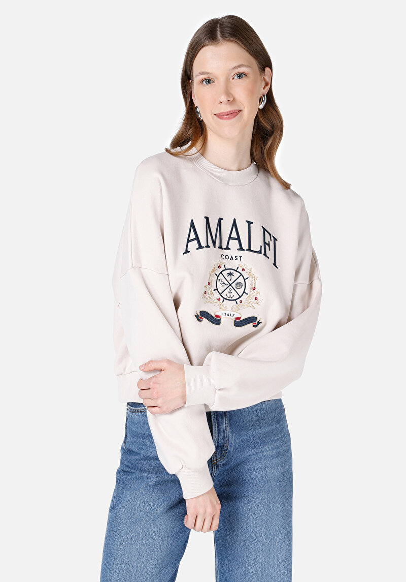 Regular Fit Kadın Beyaz Sweatshirt Cl1067272