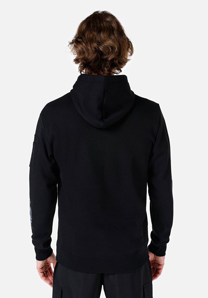 Regular Fit Yazı Baskılı Erkek Siyah Sweatshirt