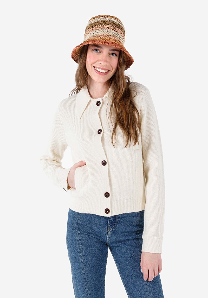 Regular Fit Kadın Ekru Hırka