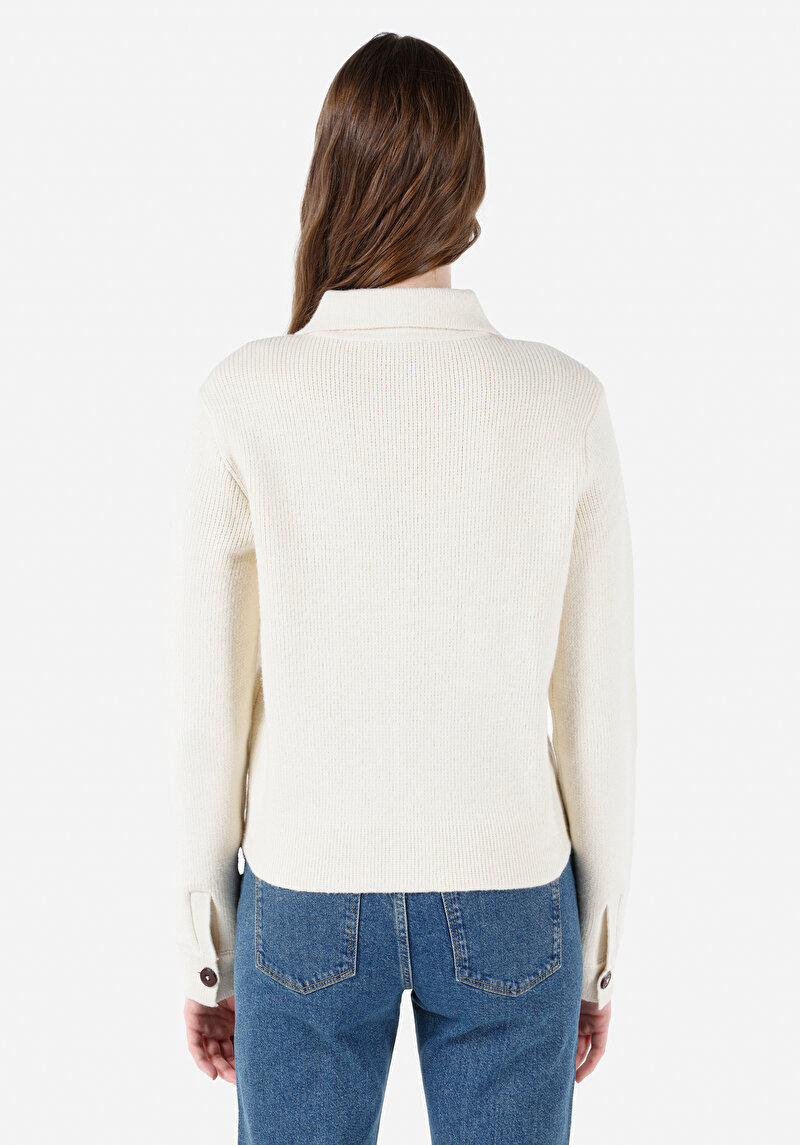 Regular Fit Kadın Ekru Hırka