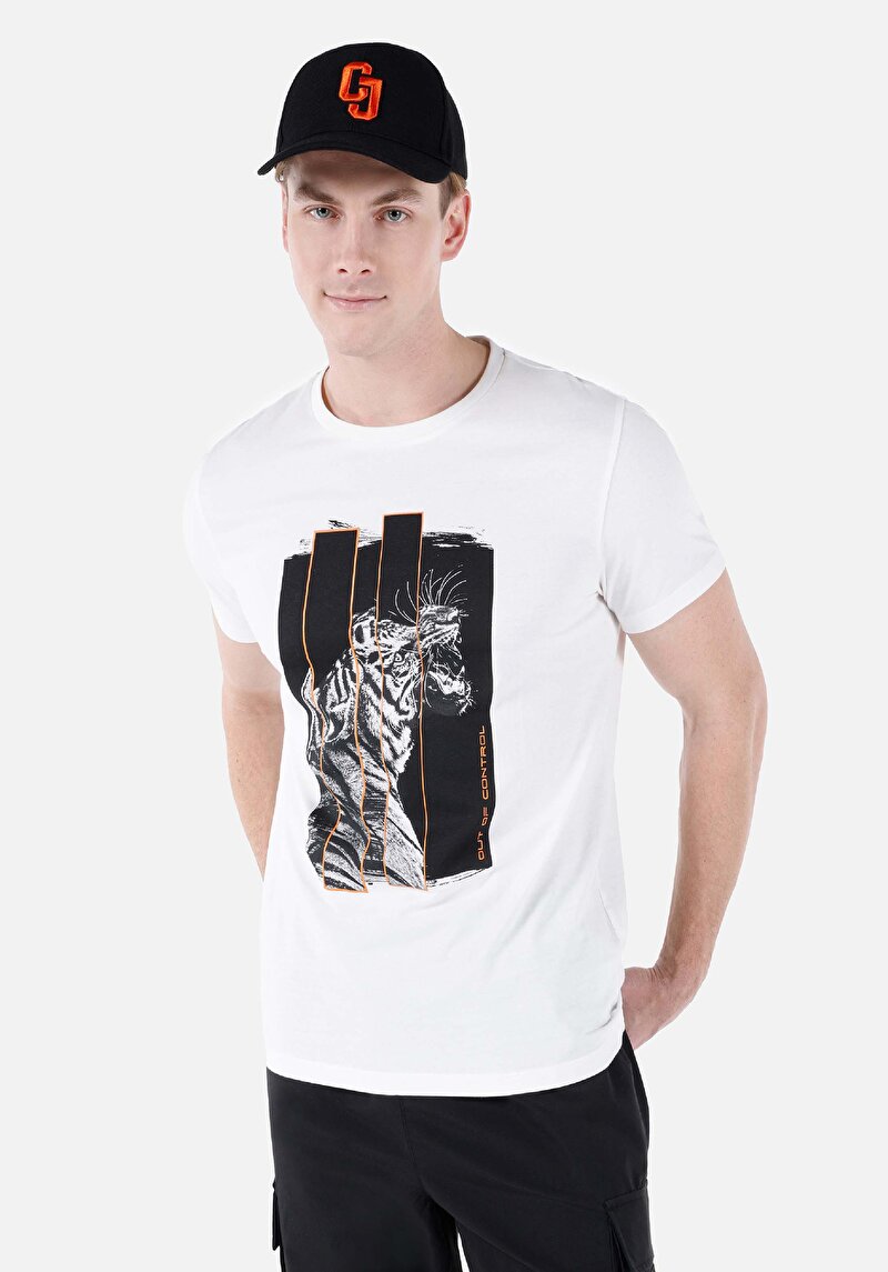 Regular Fit Yuvarlak Yaka Düz Erkek Beyaz Kısa Kol Tişört