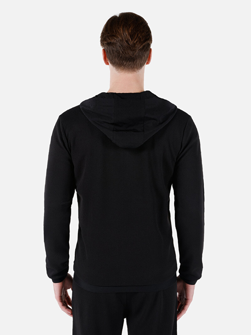 Slim Fit Kapüşonlu Erkek Siyah Ceket