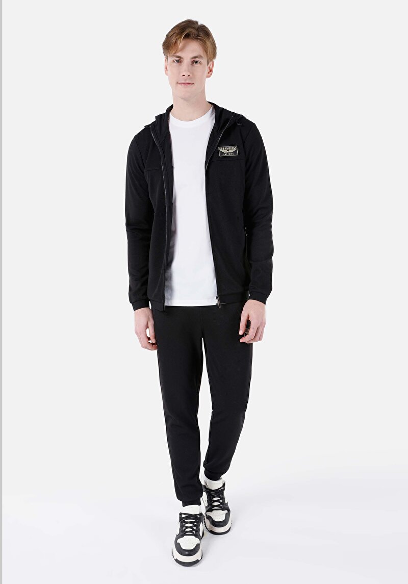 Slim Fit Kapüşonlu Erkek Siyah Ceket