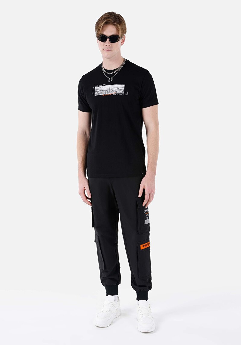 Regular Fit Yuvarlak Yaka Düz Erkek Siyah Kısa Kol Tişört