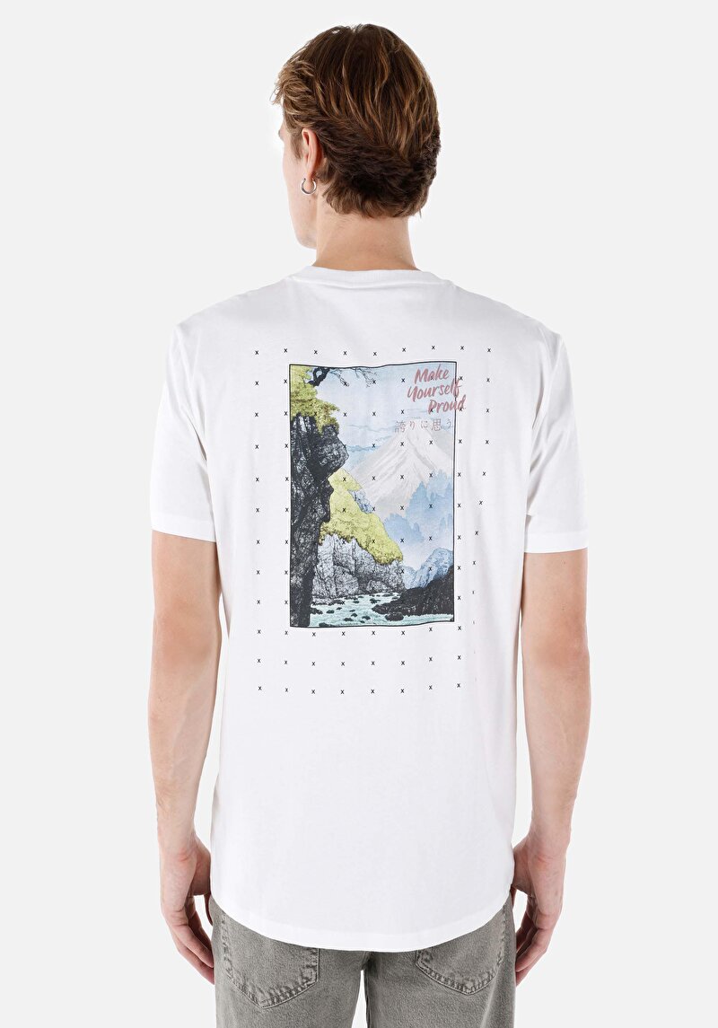 Comfort Fit Yuvarlak Yaka Düz Erkek Beyaz Kısa Kol Tişört