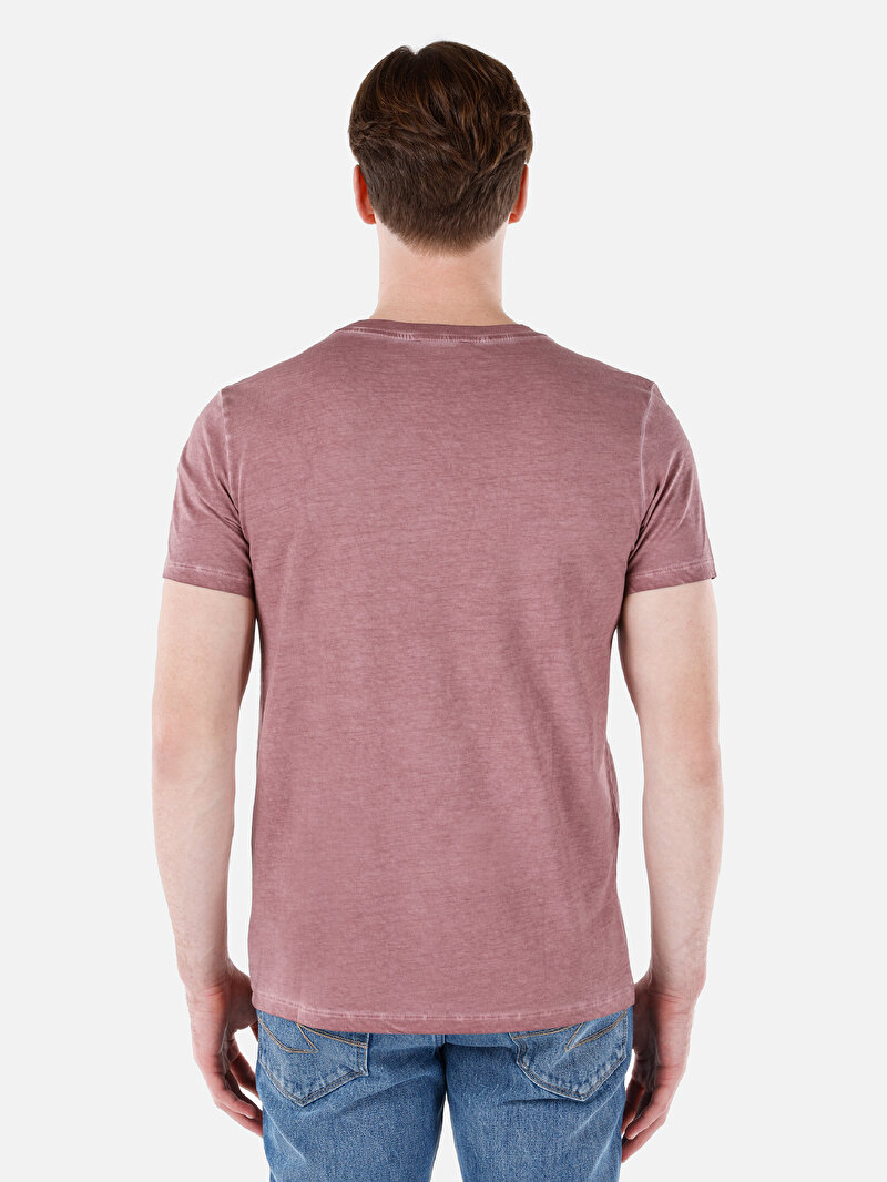 Regular Fit Yuvarlak Yaka Düz Erkek Pembe Kısa Kol Tişört