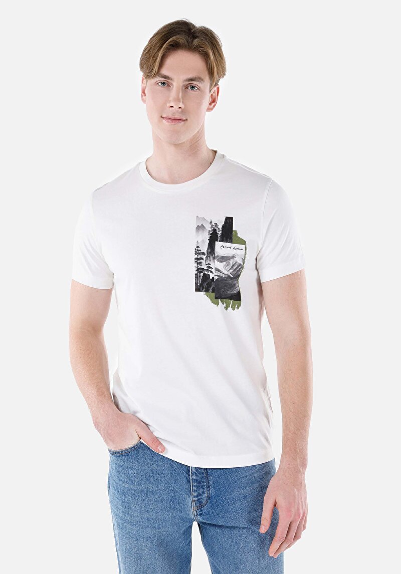 Regular Fit Yuvarlak Yaka Düz Erkek Beyaz Kısa Kol Tişört