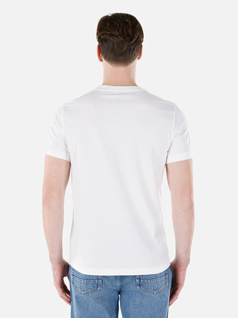 Regular Fit Yuvarlak Yaka Düz Erkek Beyaz Kısa Kol Tişört