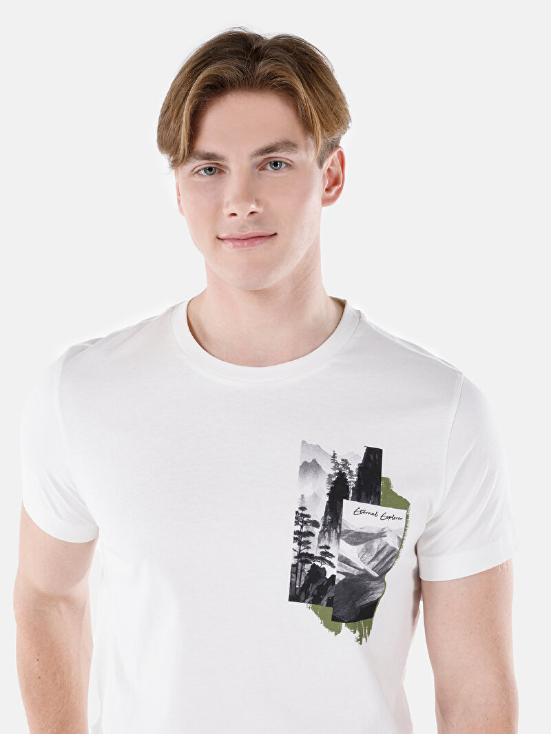 Regular Fit Yuvarlak Yaka Düz Erkek Beyaz Kısa Kol Tişört