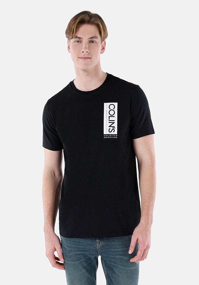 Regular Fit Yuvarlak Yaka Düz Erkek Siyah Kısa Kol Tişört