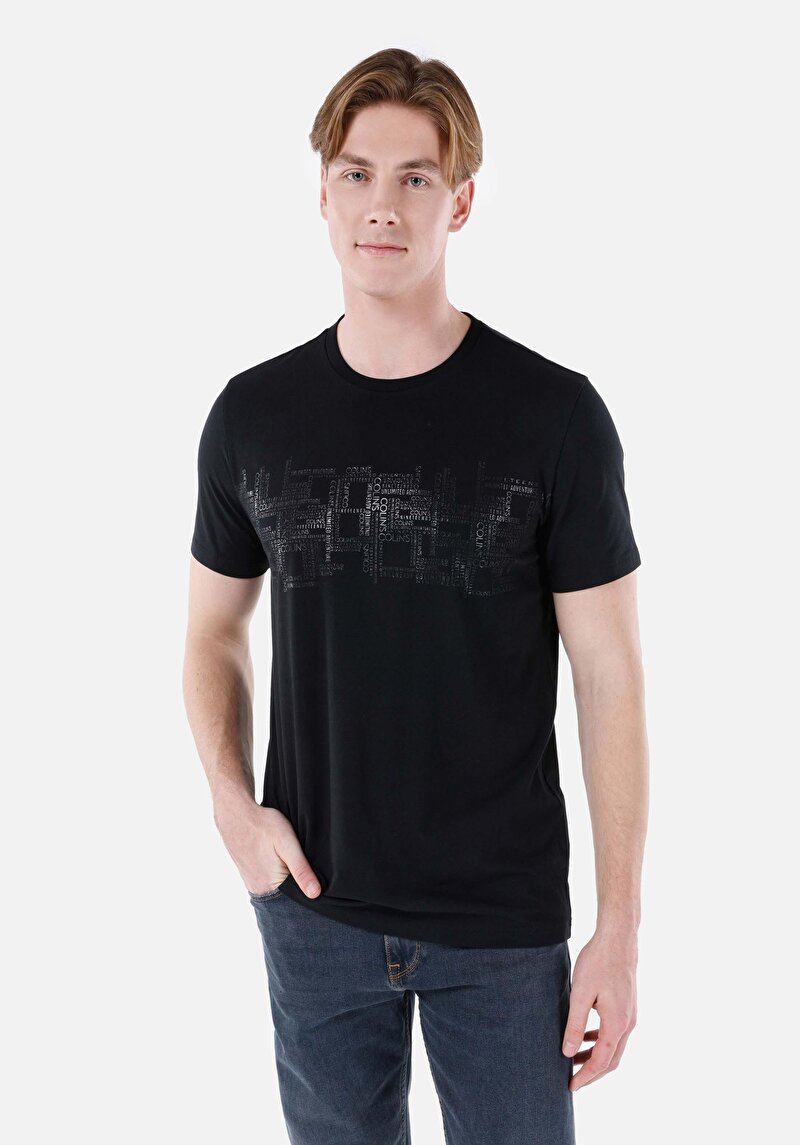 Regular Fit Yuvarlak Yaka Düz Erkek Siyah Kısa Kol Tişört