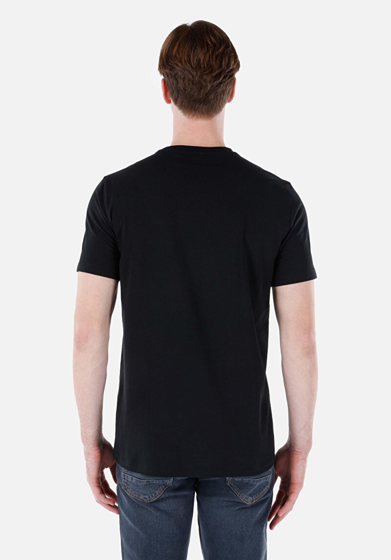 Regular Fit Yuvarlak Yaka Düz Erkek Siyah Kısa Kol Tişört